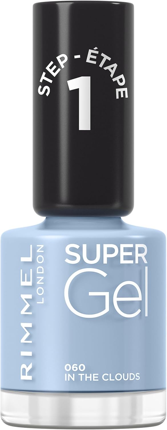 Rimmel Super Gel, 060 In The Clouds, Long-Lasting Nail Polish, Glazed Finish, Easy Application, Gel-like Manicure, Chip Resistant, Clean Formula, 12ml Rimmel
