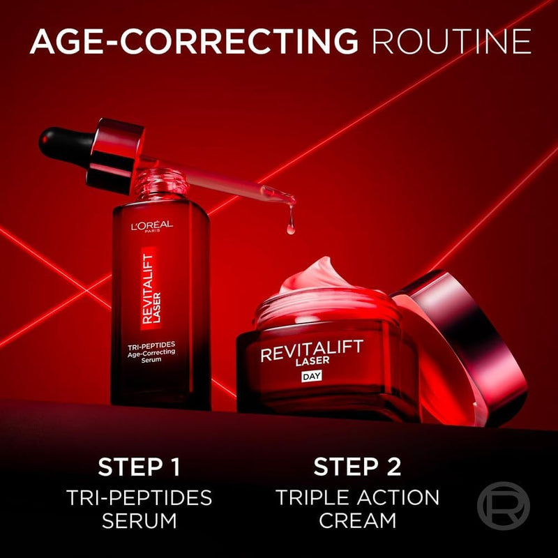 L’Oréal Paris Laser Renew Triple Action Anti-Ageing Day Cream, Reduce Wrinkle and Fine Line Appearance, Moisturises, Firms, Brightens Skin, Pro-Retinol, Hyaluronic Acid and Vitamin C, 50ml Greenwize