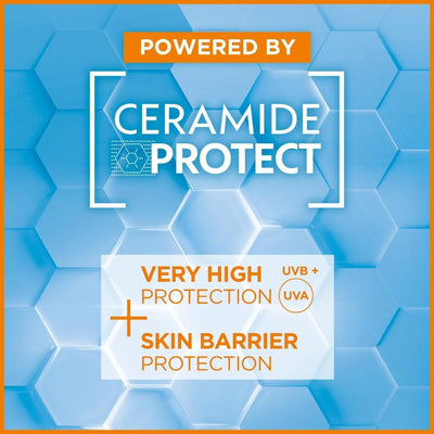 Garnier Ambre Solaire SPF 50+ Sensitive Advanced Sun Protection Serum Face & Body with Ceramide, High Protection UVB UVA, Non-Sticky, No White Cast, Water-Resistant, Fragrance Free 125ml Greenwize