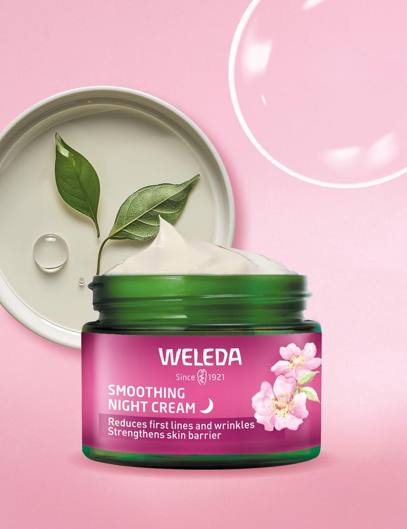 Weleda Smoothing Night Face Cream with Wild Rose & White Tea, Moisturising Cream for Women & Men, Reduces Wrinkles, Age Protect Complex, Vegan, 40ml Greenwize