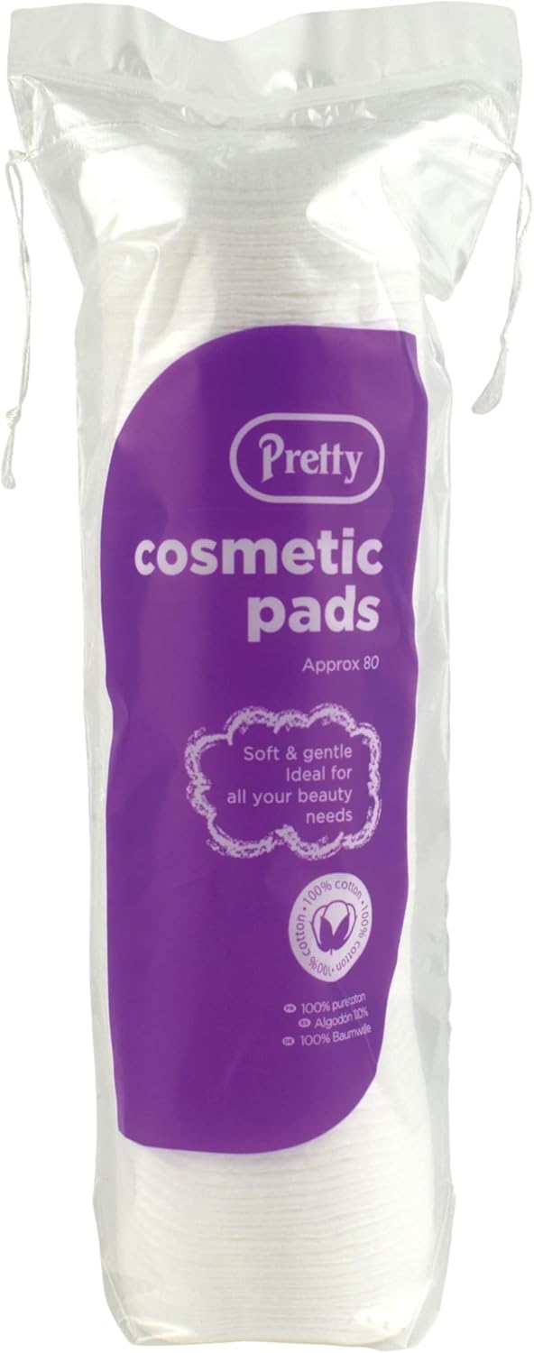 Pretty Cotton | Cotton Wool Cosmetic Pads | Round | 80 Pack pretty
