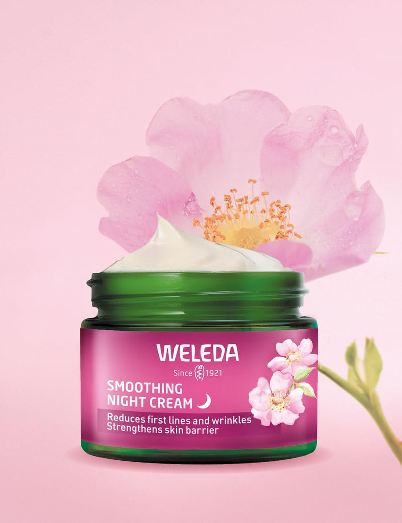 Weleda Smoothing Night Face Cream with Wild Rose & White Tea, Moisturising Cream for Women & Men, Reduces Wrinkles, Age Protect Complex, Vegan, 40ml Greenwize