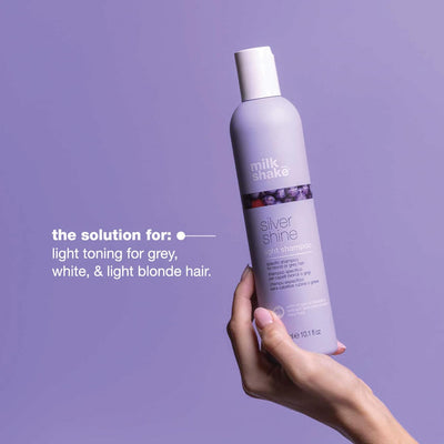 milk_shake | Silver Shine Shampoo 300 ml, Specific Anti-Yellow Delicate Shampoo for Blonde or Grey Hair, with Purple Pigment, Made in Italy Greenwize
