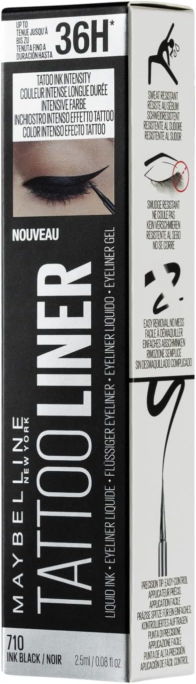 Maybelline New York Tattoo Liner Liquid Eyeliner by Tattostudio - 710 |Inked, Black Maybelline