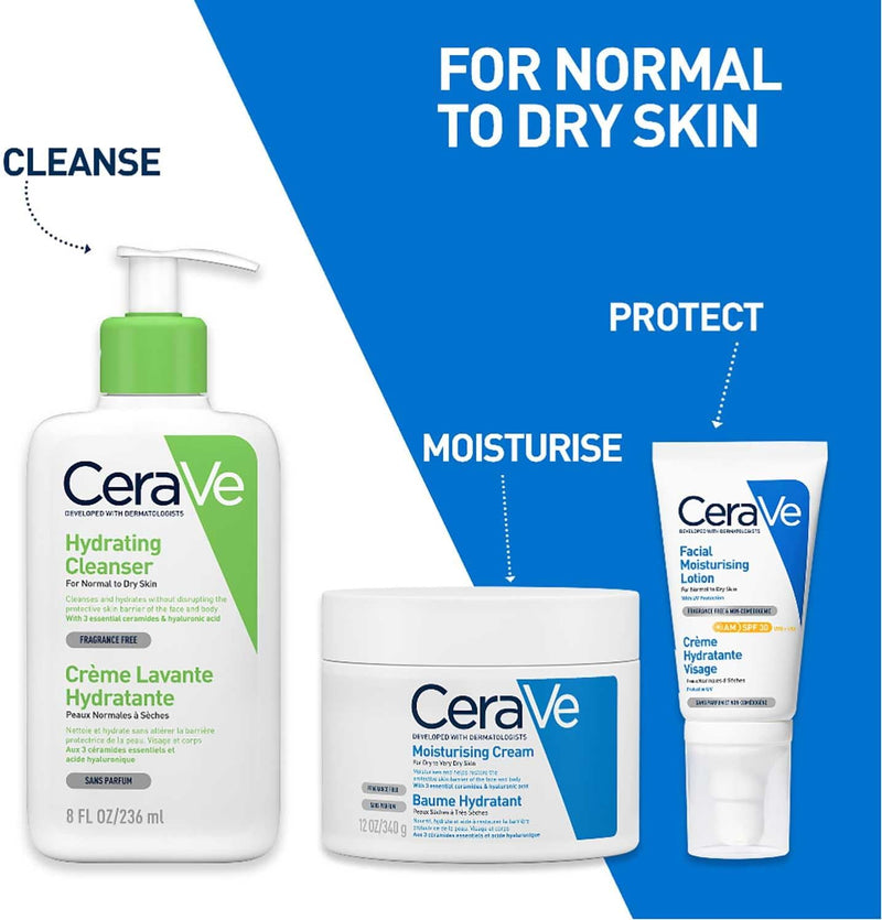 CeraVe AM Facial Moisturising Lotion SPF30 with Ceramides for Normal to Dry Skin 52ml Greenwize