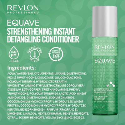 REVLON PROFESSIONAL EQUAVE STRENGTHENING BI-PHASE DETANGLING CONDITIONER FOR FINE AND FRAGILE HAIR, Leave-In Detangler With Heat Protection, Strengthening Detangler For Fine and Fragile Hair, 200ml REVLON PROFESSIONAL