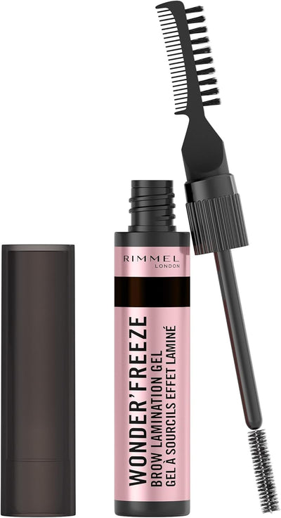 Rimmel Wonder'Freeze Brow Lamination Gel 003 Medium Brown, Sculpt Shape Set Brows One, All Day Hold, Flake-Free, Naturally Fluffy Looking Brows, Dual Comb and Brush, Smudge Proof, Cruelty Free, Vegan Greenwize