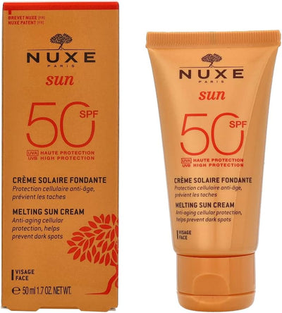 Nuxe Sun Melting Sun Cream SPF 50, 50ml, Broad-Spectrum Face & Body Sunscreen, Protects from UVA/UVB Rays & Enhances Tan, With Patented Filter System, Vegan Formula Greenwize