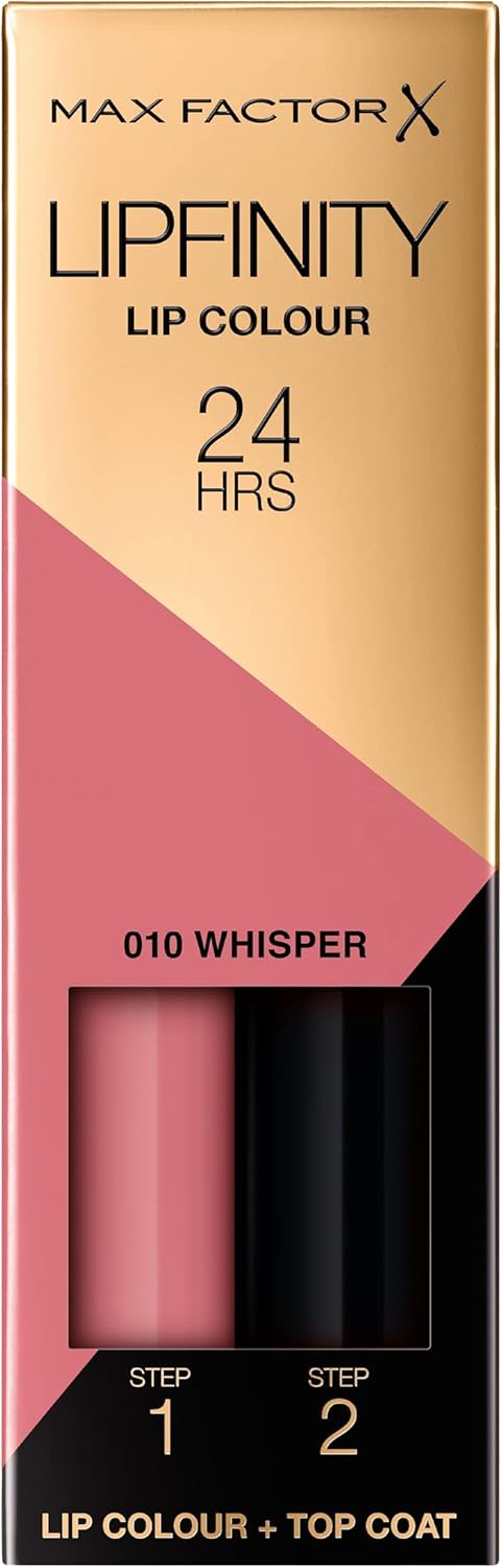Max Factor Lipfinity 2-step Long-Lasting Lipstick, 24 Hour Effect with Luscious Shine Touch, 010 whisper, 4.2 g Max Factor