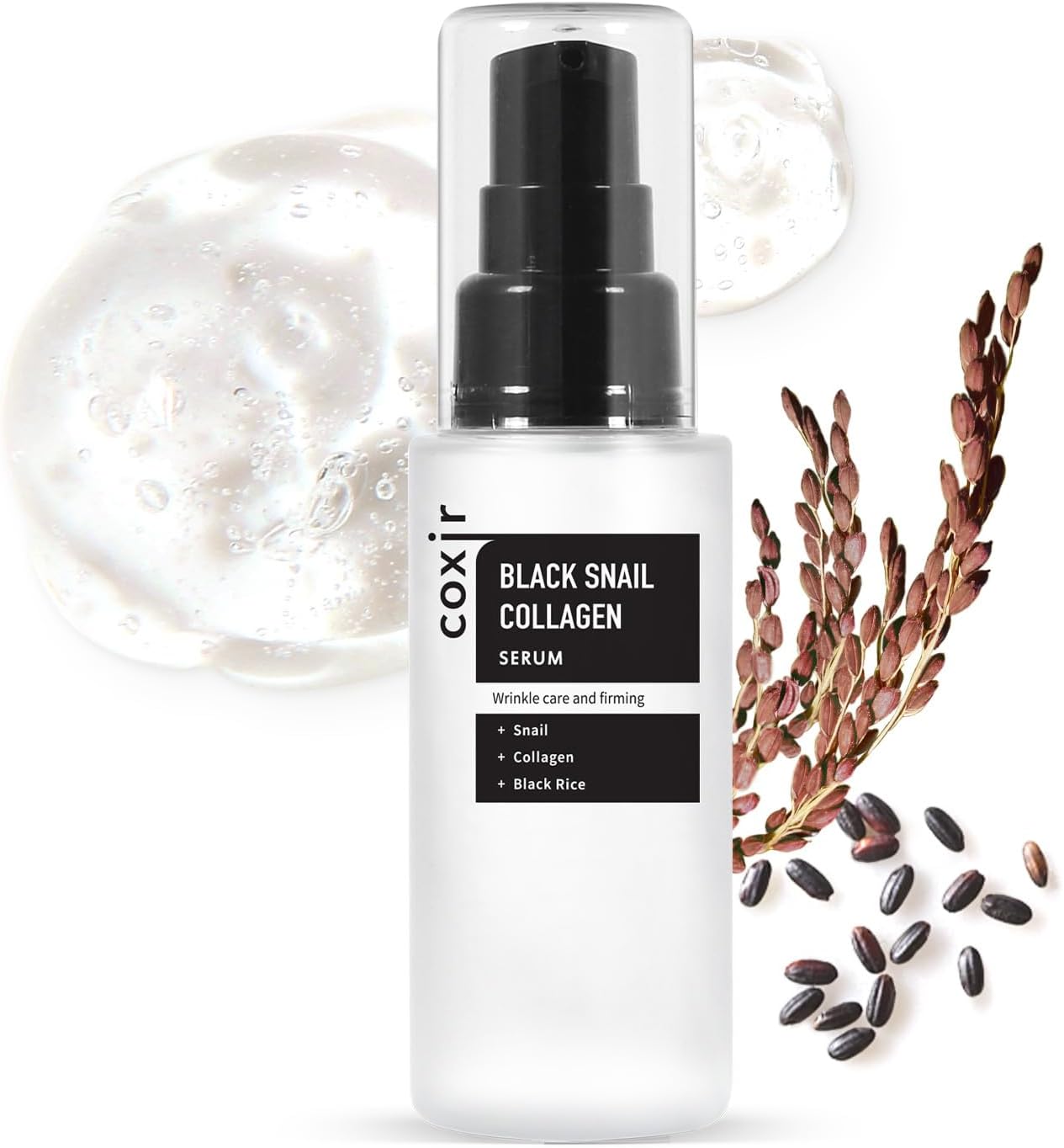 [Coxir] Black Snail Collagen Serum (50ml / 1.69 fl.oz) -|Black Beans, Collagen, Snail Mucin| firms, lift and nourish skin COXIR