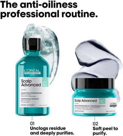 L'Oréal Professionnel Scalp Advanced Anti-Oiliness Dermo-Purifier Shampoo, For Oily, Greasy Hair, Serie Expert, 300ml L'Oréal Professionnel Paris