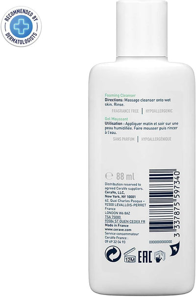 CeraVe Travel Size Foaming Cleanser for Oily Skin 88ml CeraVe