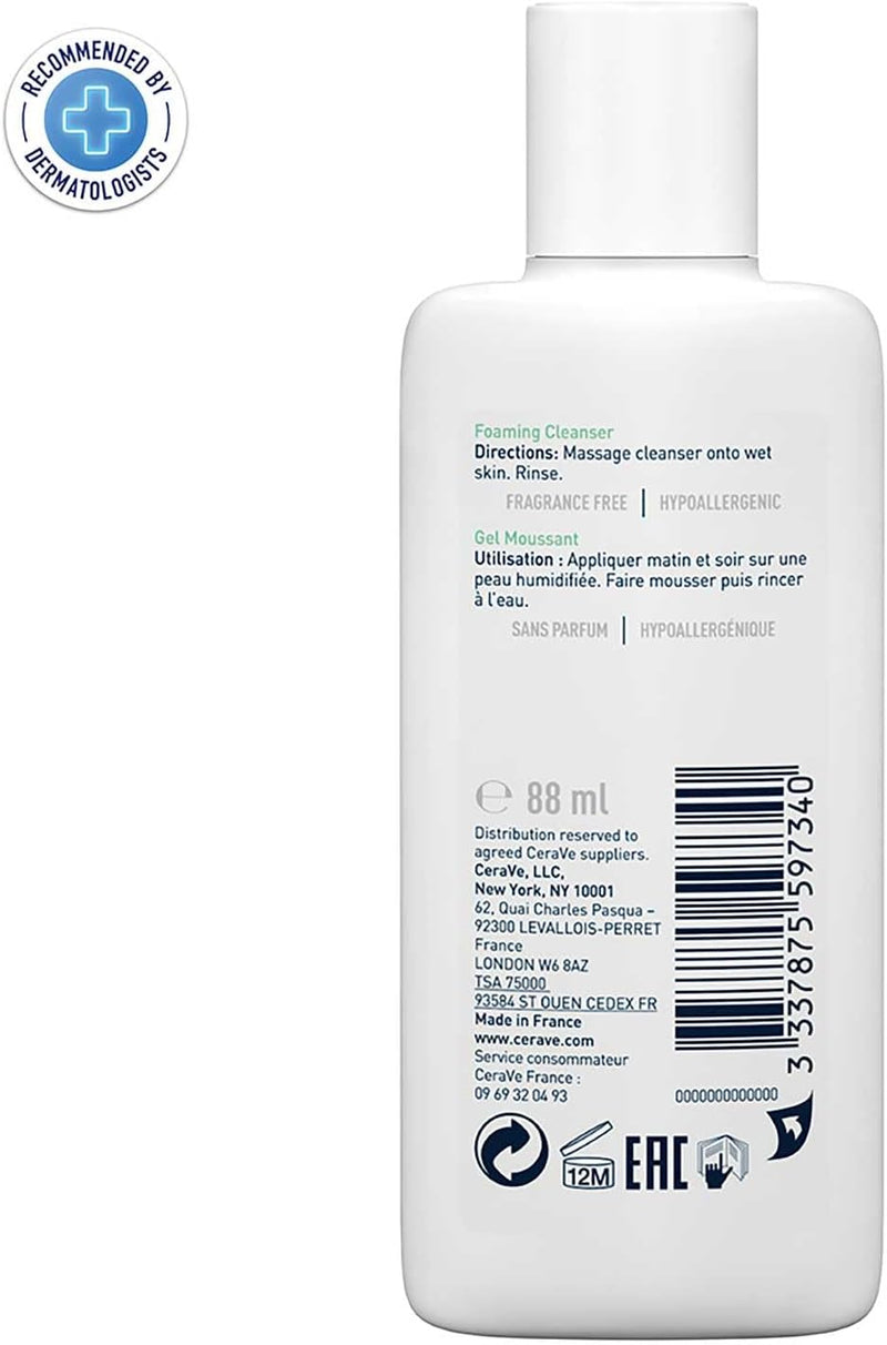 CeraVe Travel Size Foaming Cleanser for Oily Skin 88ml CeraVe