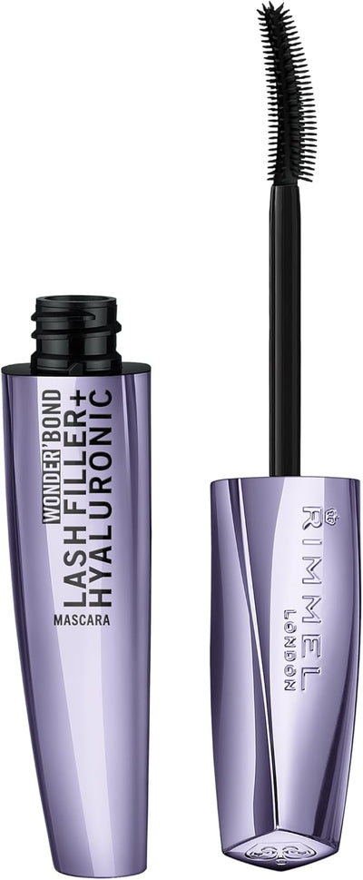 Rimmel Wonder'Bond Lash Filler + Hyaluronic Mascara, 001 Black, Bold Volume, Ultra Curved Brush Design, Long Lasting, Clump-Free, Smudge Proof, Comfortable All Day Wear, Cruelty Free, 11ml Rimmel