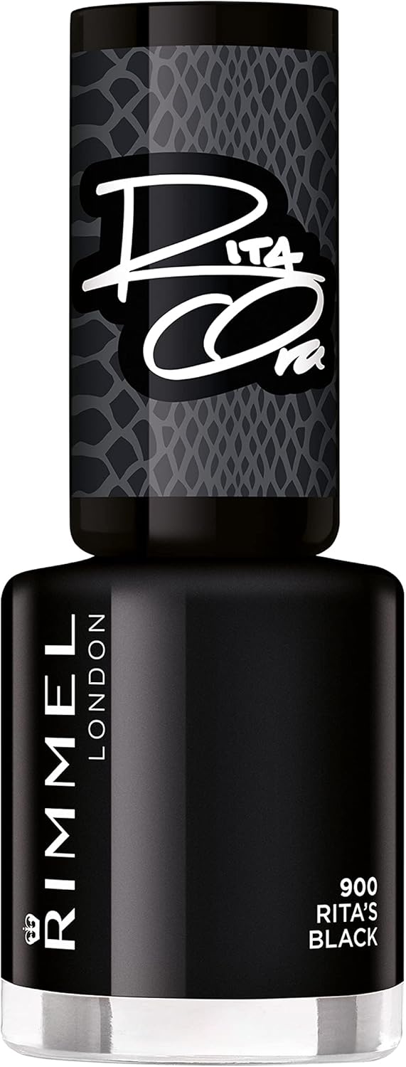 Rimmel London Rita Ora 60 Seconds Super Shine Nail Polish, 900 RITAS BLACK, 8 ml, Packaging May Vary Rimmel