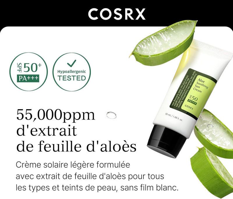 COSRX Aloe Soothing Sun Cream SPF 50+++, Daily Hydrating Sunscreen for Dry Sensitive Skin, UVA&UVB Protection, No White Marks, Sun Moisturiser, Korean Sunscreen, Korean Skincare COSRX Store