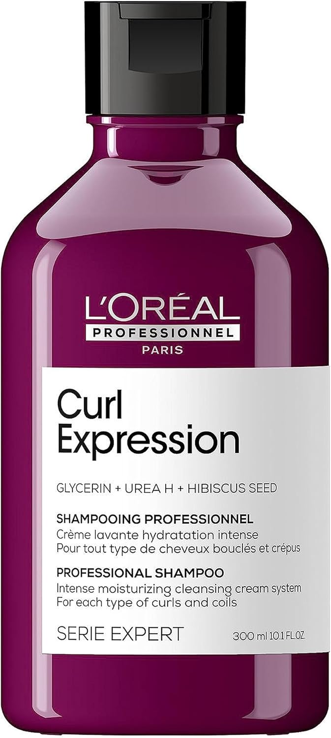L'Oréal Professionnel Moisturising & Hydrating Shampoo, For Curly & Coily Hair, With Glycerin, Urea H and Hibiscus Seed Extract, Serie Expert Curl Expression, 300 ml L'Oréal Professionnel Paris