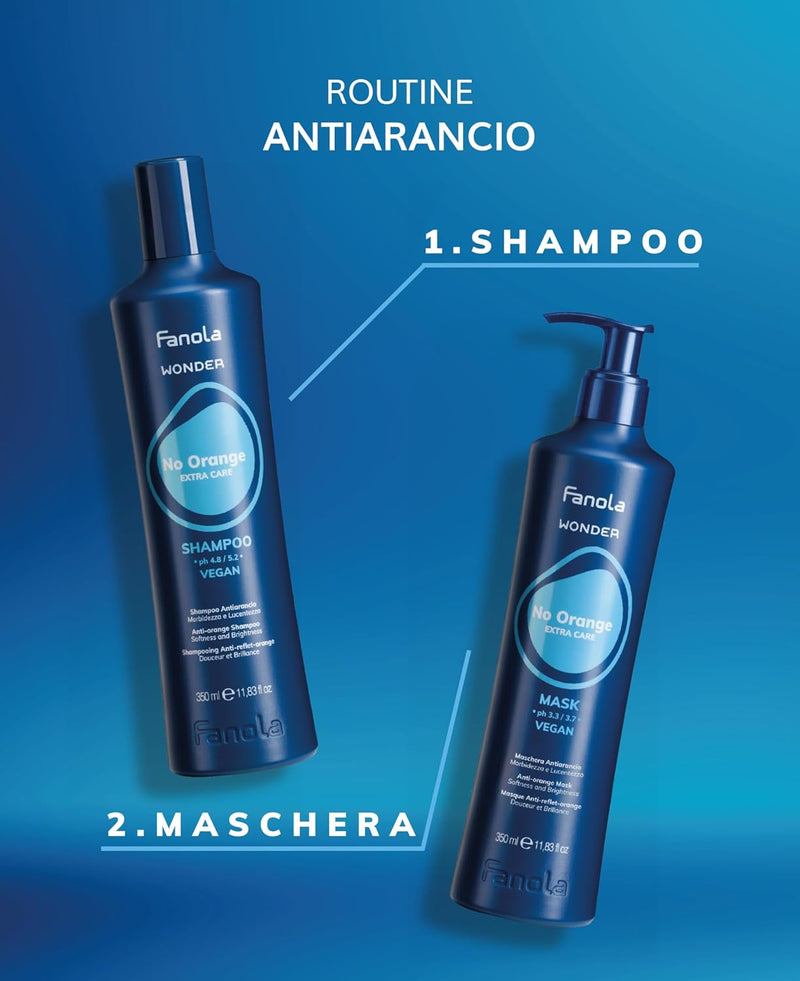 Fanola No Orange Mask, Anti-Orange Tones Mask that Conditions, Detangles and Moisturizes Hair, Vegan Formula, 1000ml Fanola