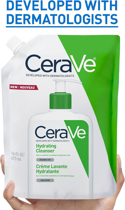 CeraVe Hydrating Facial Cleanser Refill Pouch, 473ml (2 pack) CeraVe