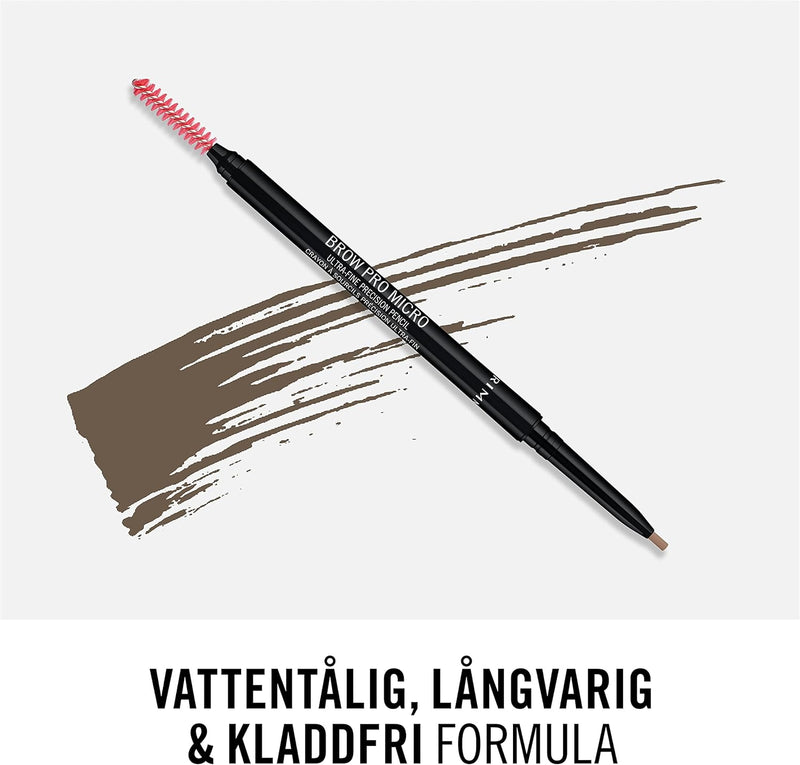 Rimmel London Brow Pro Micro Ultra-Fine Precision Pencil & Brush, Natural-looking Defined Brows, Blonde, 0.03 g Rimmel