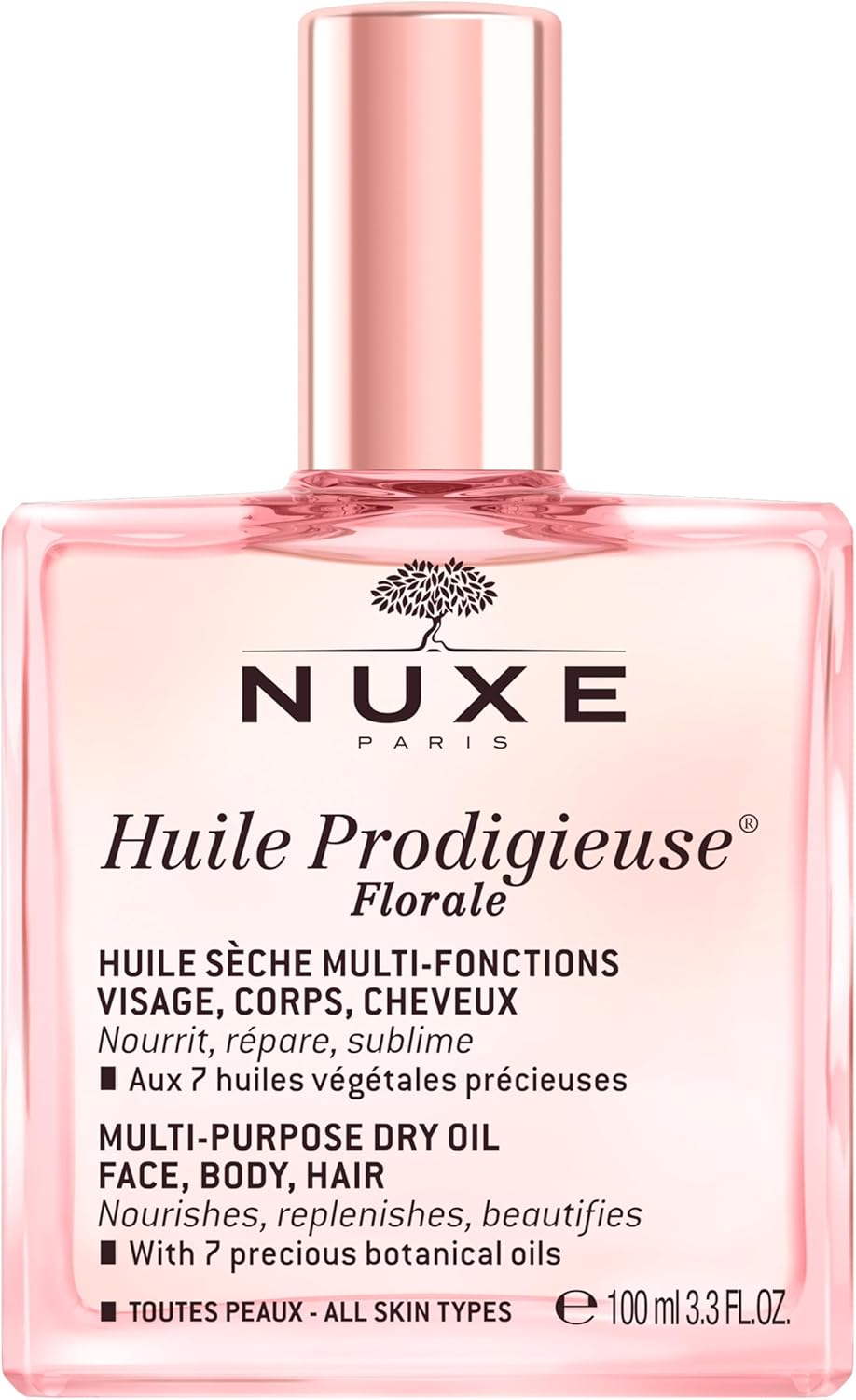 NUXE Huile Prodigieuse Florale Multi-Purpose Dry Oil 100ml, Nourishing Dry Oil, For Face, Body & Hair, With Delicate Floral Scent of Magnolia & White Musks, Vegan Formula Greenwize