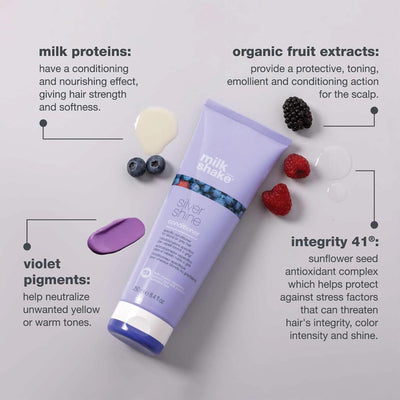 milk_shake | Silver Shine Conditioner 250 ml, Specific Anti-Yellow Conditioner for Blonde or Grey Hair, with Violet Pigment, Made in Italy Greenwize