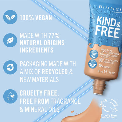 Rimmel Kind + Free Moisturising Skin Tint Foundation, Rose Ivory 10 Greenwize