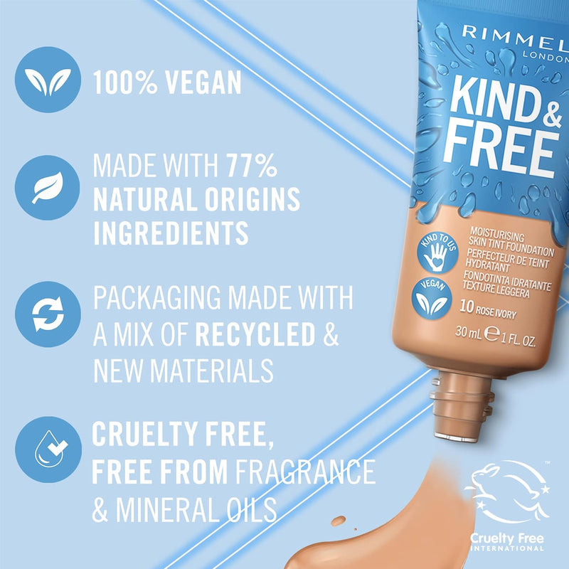 Rimmel Kind + Free Moisturising Skin Tint Foundation, Rose Ivory 10 Greenwize