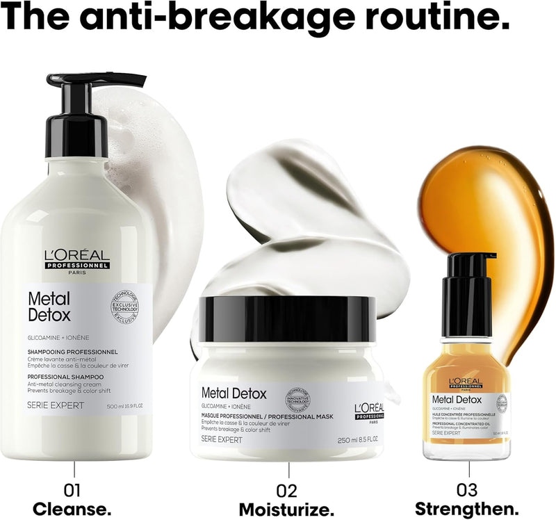L’Oréal Professionnel Metal Detox Concentrated Hair Oil 50ml, prevent breakage & colour fade from hard water, For Shiny Hair, Heat Protection & Anti-humidity & Anti- Frizz Greenwize