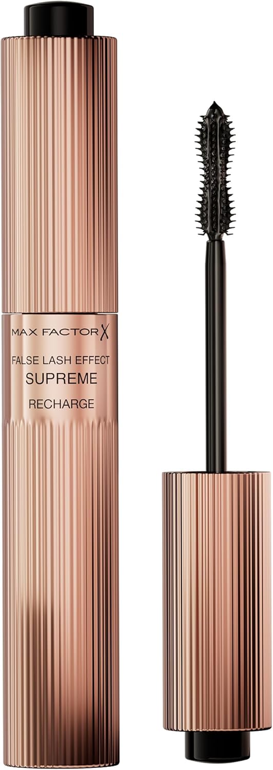 Max Factor False Lash Effect Supreme Recharge Mascara - Black, Instant 7x Volume, Healthier-Looking Lashes, Keratin-Rich Formula, Refillable Mascara Max Factor