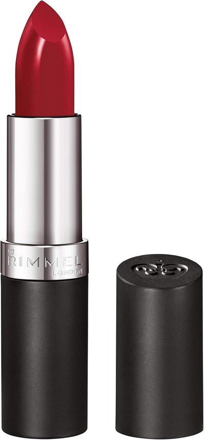Rimmel Lasting Finish Lipstick 001 River-Ting Red, Creamy Satin Finish, Long Lasting 8 HR Wear, Comfortable Formula, Rich Pigment Rimmel