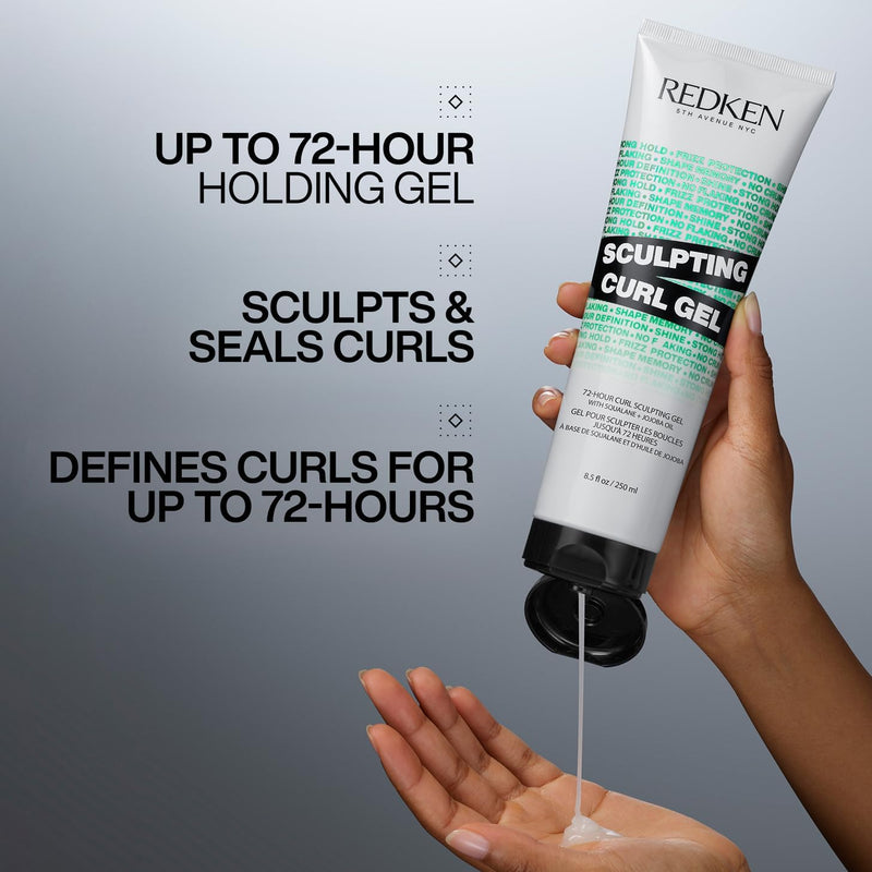 REDKEN Sculpting Curl Gel for Curly & Coily Hair, Up To 72-Hour Strong Holding Gel, With Squalane and Jojoba Oil, Non-Sticky Formulation, 250ml Greenwize