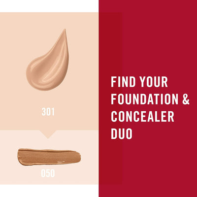 Rimmel Match Perfection Foundation 301 Warm Honey, Medium Coverage, 24hr Hydration, No Caking or Creasing, Lightweight, Reduces Imperfections, Invisible Coverage, SPF20, Cruelty Free Greenwize