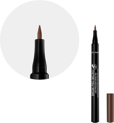 Rimmel London Brow Pro Micro 24HR Precision-Stroke Pen, Microfilling Felt Tip, Soft Brown, 1 ml Rimmel