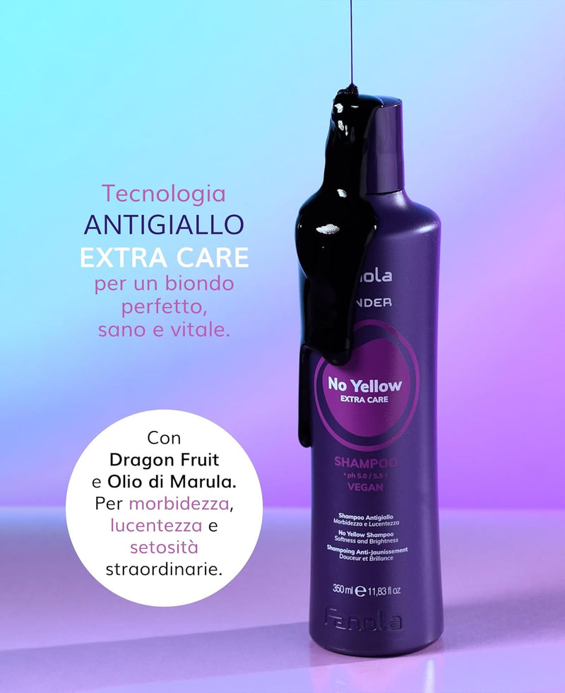 Fanola Wonder, Anti-Yellow Shampoo for Blonde, Lightened, Bleached or Grey Hair, Neutralizes Yellow Tones with Toning Action Leaving Hair Softer and Shiner, 350ml Greenwize