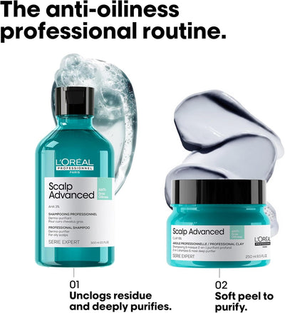 L'Oréal Professionnel Scalp Advanced Anti-Oiliness Dermo-Purifier Shampoo, For Oily, Greasy Hair, Serie Expert, 300ml Greenwize