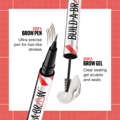 Maybelline New York, Build A Brow: 2 in 1 Brow Pen + Sealing Gel, Real-looking, Fuller Brows, Waterproof, Sweat- & Smudge-resistant, 24H Wear, Vegan Formula, Shade 250: Blonde Greenwize