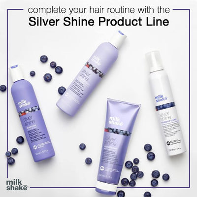 milk_shake | Silver Shine Whipped Cream 200 ml, Specific Anti-Yellow Leave-In Conditioning Foam for Blond or Grey Hair, with Violet Pigment, Made in Italy Greenwize