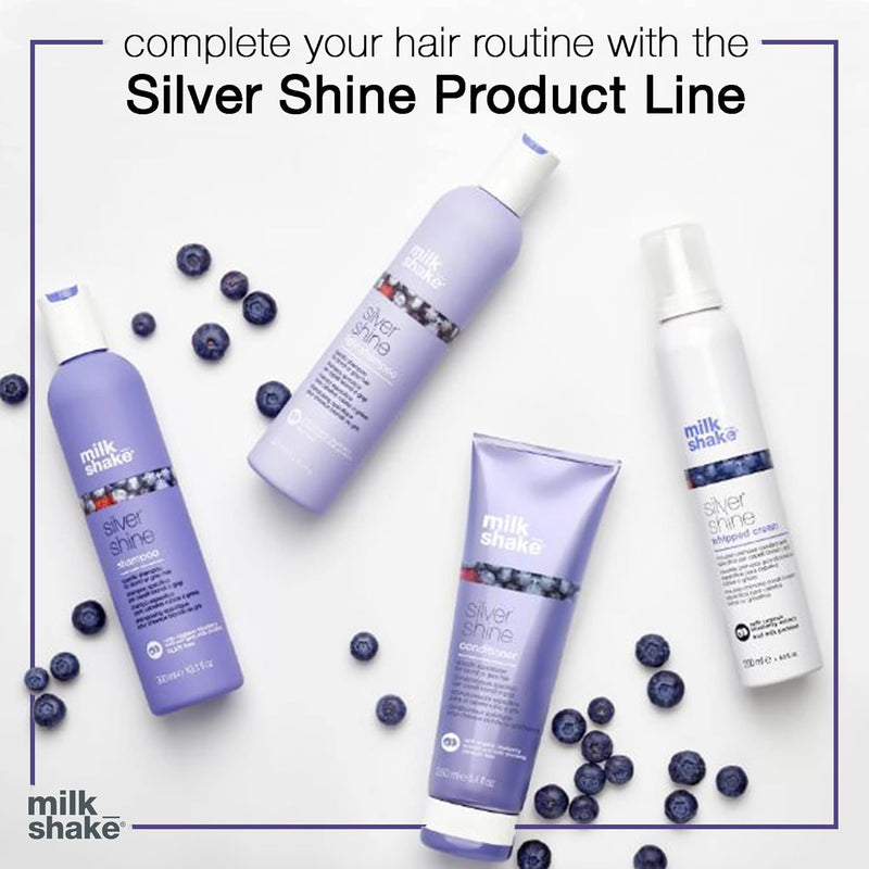 milk_shake | Silver Shine Whipped Cream 200 ml, Specific Anti-Yellow Leave-In Conditioning Foam for Blond or Grey Hair, with Violet Pigment, Made in Italy Greenwize