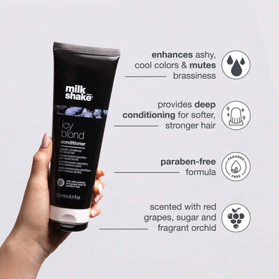 milk_shake | Icy Blond Conditioner 250 ml, Specific Anti-Yellowing Conditioner for Blonde or Bleached Hair, with Black Pigment, Made in Italy Greenwize