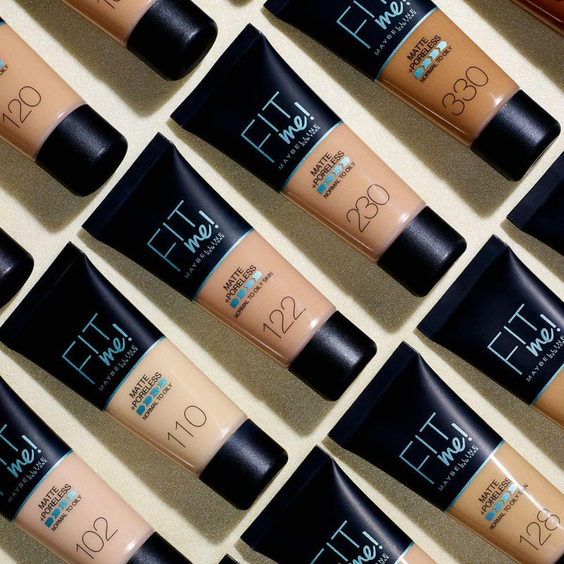 Maybelline Fit Me Foundation, Medium Coverage, Blendable With a Matte and Poreless Finish, For Normal to Oily Skin, Shade: 124 Soft Sand, 30ml Maybelline