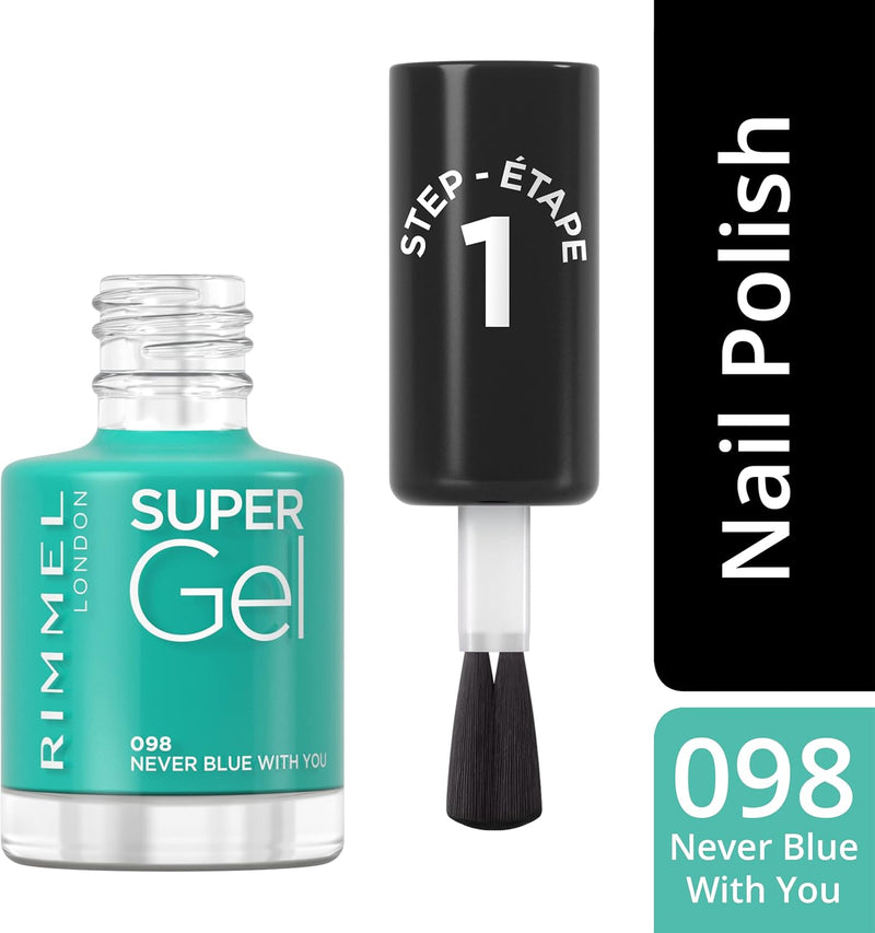 Rimmel London Super Gel Nail Polish, 98, Never Blue With You, 12ml Rimmel
