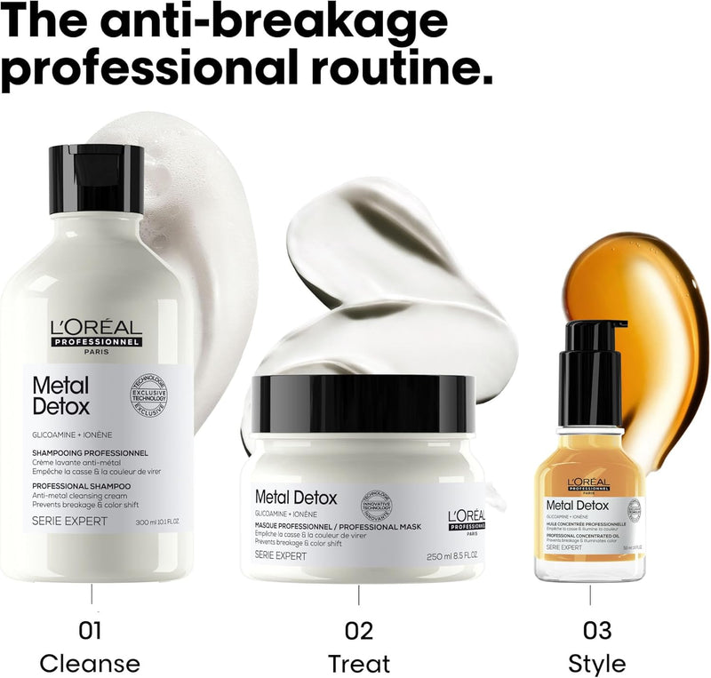 L’Oréal Professionnel Metal Detox Clarifying Shampoo, Prevent Breakage & Colour Fade from hard water, For Damaged Hair, Sulphate-Free & Vegan Greenwize