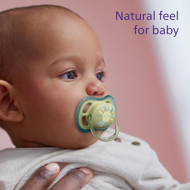 Philips Avent Ultra Air Soother - 2 x Light, Breathable Baby Soothers for Babies Aged 0‑6 Months, BPA-Free with Steriliser Carry Case (Model SCF085/58) Greenwize