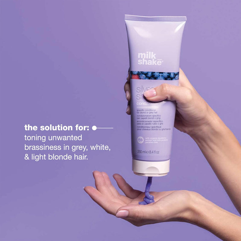 milk_shake | Silver Shine Conditioner 250 ml, Specific Anti-Yellow Conditioner for Blonde or Grey Hair, with Violet Pigment, Made in Italy Greenwize