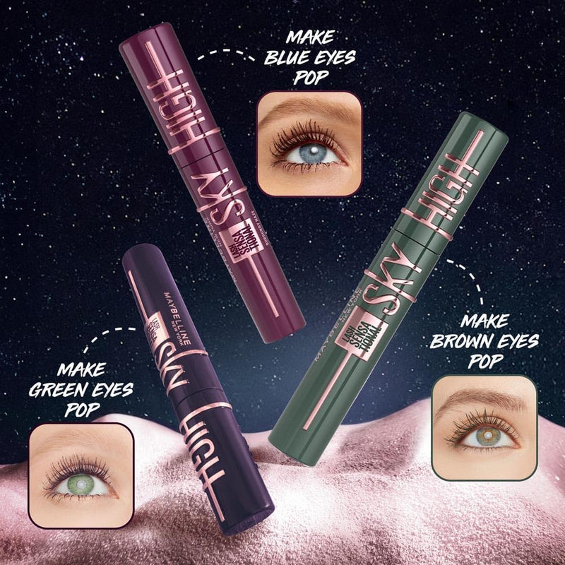 Maybelline Mascara Lash Sensational Sky High Volumizing and Thickening Eyelash Lengthening. Flake Free Formula, Mascara Burgundy Haze Greenwize