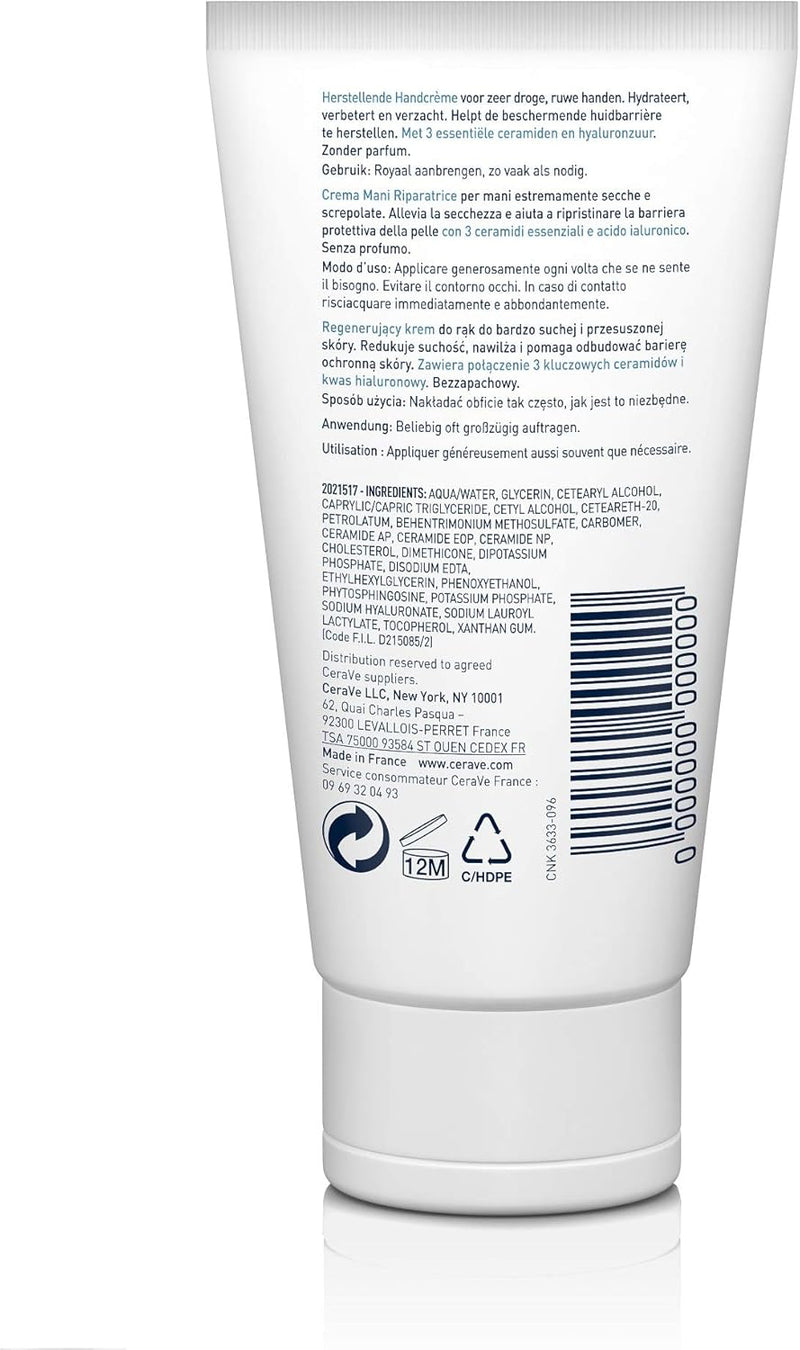 CeraVe Regenerating hand cream for extremely dry, rough hands, with hyaluronic and 3 essential ceramides, 2 x 50 ml Greenwize