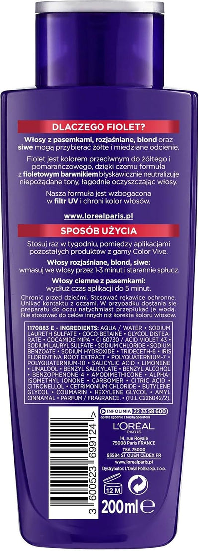 L'OREAL_Elvive Colour Protect Anti-Brassiness Purple Shampoo Zampon do w³osów 200 ml Greenwize