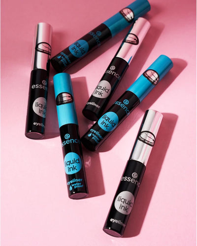 essence liquid ink eyeliner waterproof, eye liner, no. 01, black, defining, long-lasting, waterproof, vegan, perfume free (3 ml) Greenwize