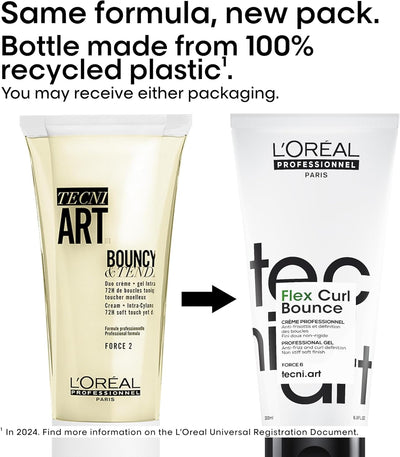 L'Oréal Professionnel Tecni.ART Bouncy Hair Styling Cream, Soft Touch, Defined Hair Styling, Frizz Protection, 150ml Greenwize